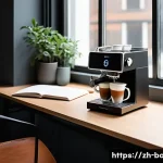 바리스타 자격증 합격을 위한 시간 관리 - A modern, minimalist study space designed for a coffee barista exam preparation, featuring a clean, ...