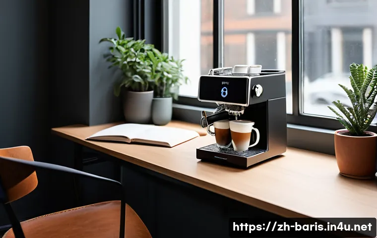 바리스타 자격증 합격을 위한 시간 관리 - A modern, minimalist study space designed for a coffee barista exam preparation, featuring a clean, ...