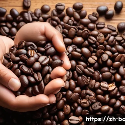 바리스타 커피 레시피 개발 노하우 - A detailed close-up of diverse coffee beans from different origins displayed on a rustic wooden tabl...